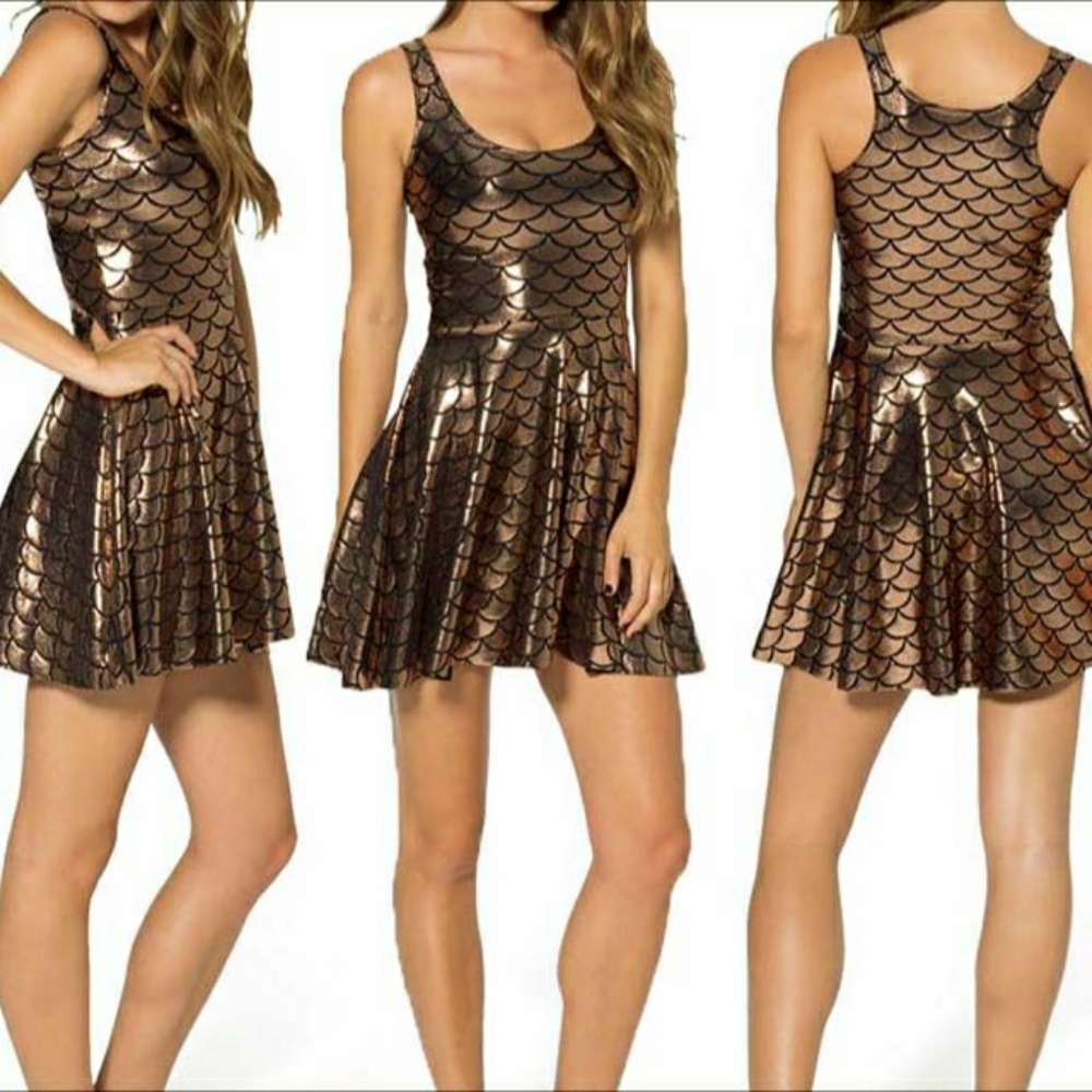 Mermaid bronze reversible skater dress